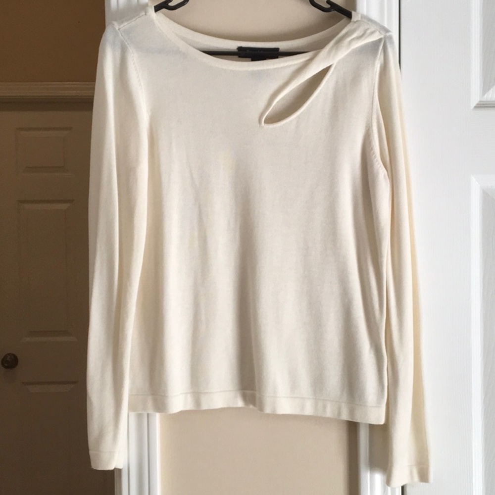 WHBM Cream Cut Out Sweater